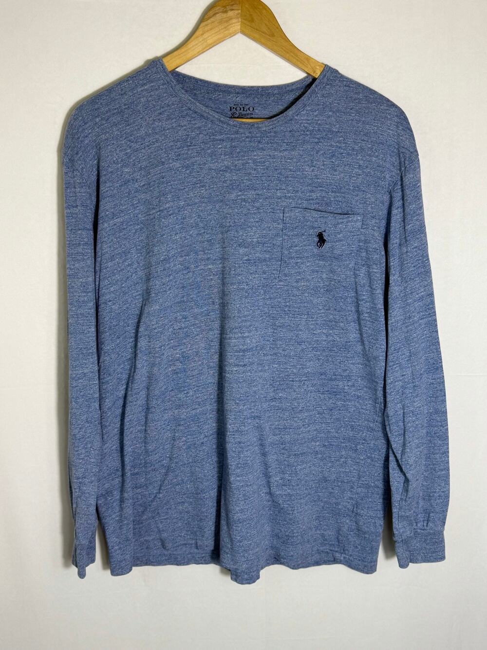 Polo Ralph Lauren Men’s M Blue Long Sleeve Pocket Shirt Embroidered Pony Cotton